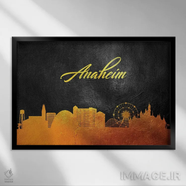 تابلو خط افق طلایی آناهیم، کالیفرنیا اثر آدریان بالدُوینو - نمای قابدار مشکی