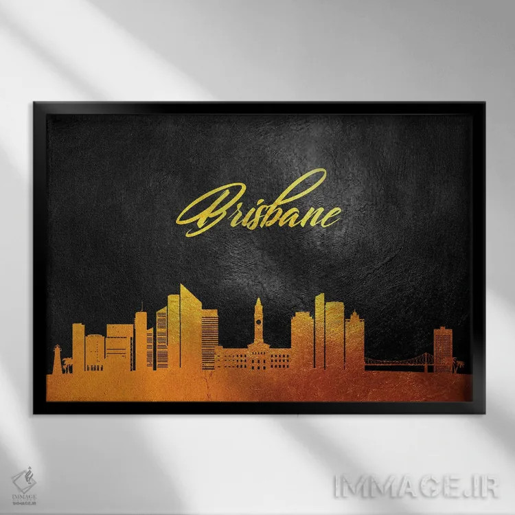 تابلو خط افق طلایی بریزبین، استرالیا اثر آدریان بالدُوینو - نمای قابدار مشکی