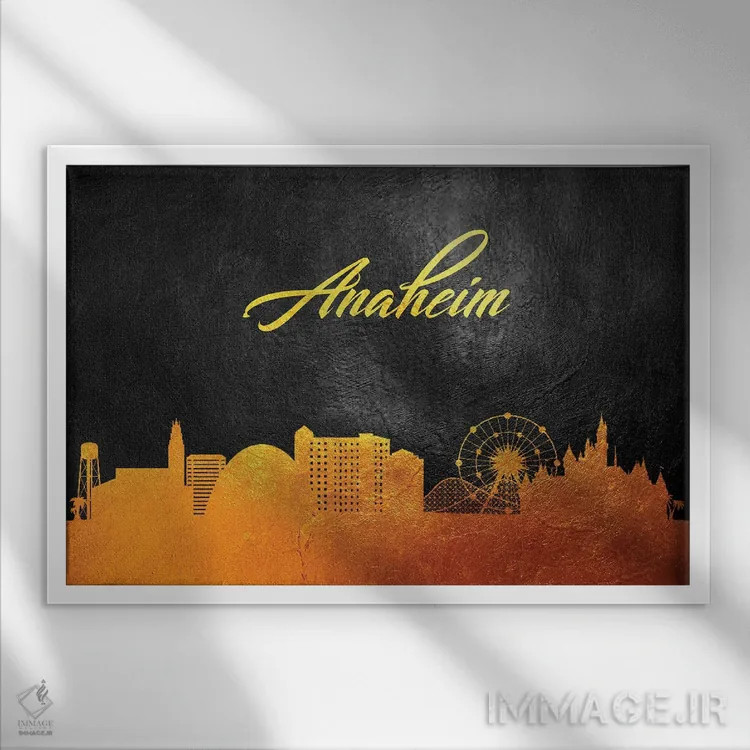 تابلو خط افق طلایی آناهیم، کالیفرنیا اثر آدریان بالدُوینو - نمای قابدار سفید