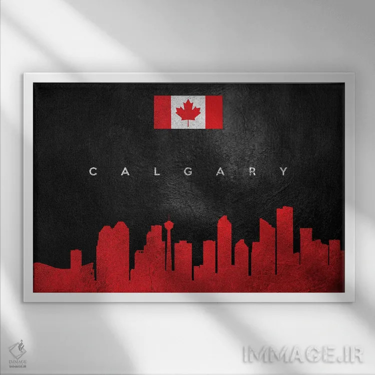 تابلو خط افق کلگری، کانادا اثر آدریان بالدُوینو - نمای قابدار سفید