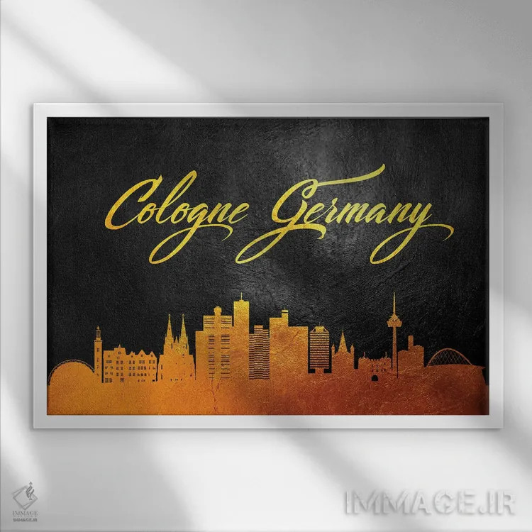 تابلو خط افق طلایی کلن، آلمان اثر آدریان بالدُوینو - نمای قابدار سفید