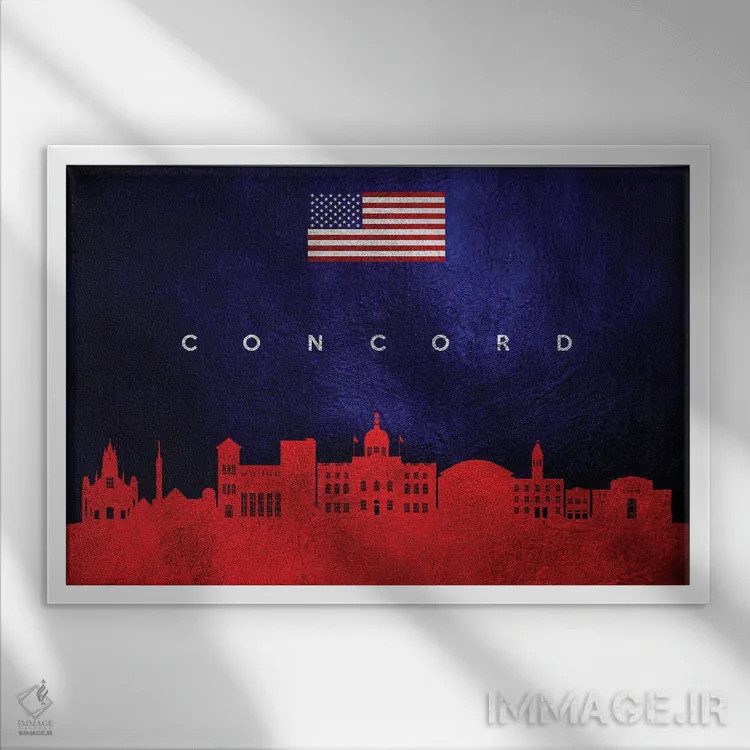 تابلو خط افق کونکورد، ماساچوست اثر آدریان بالدُوینو - نمای قابدار سفید