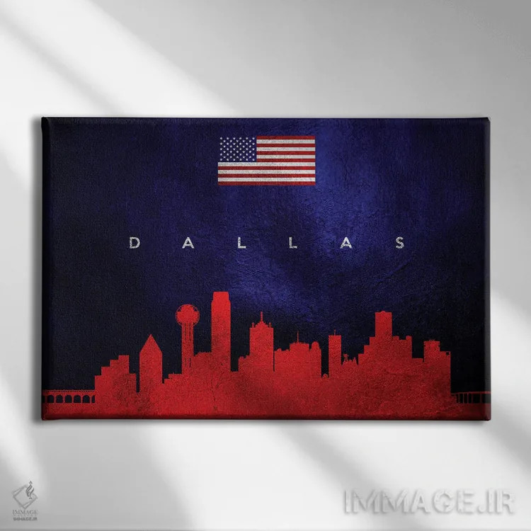 تابلو خط افق دالاس، تگزاس اثر آدریان بالدُوینو - نمای روبهرو روی دیوار