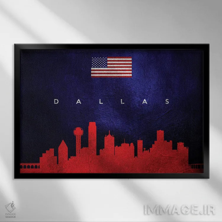 تابلو خط افق دالاس، تگزاس اثر آدریان بالدُوینو - نمای قابدار مشکی