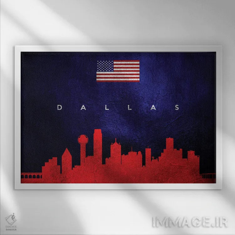 تابلو خط افق دالاس، تگزاس اثر آدریان بالدُوینو - نمای قابدار سفید