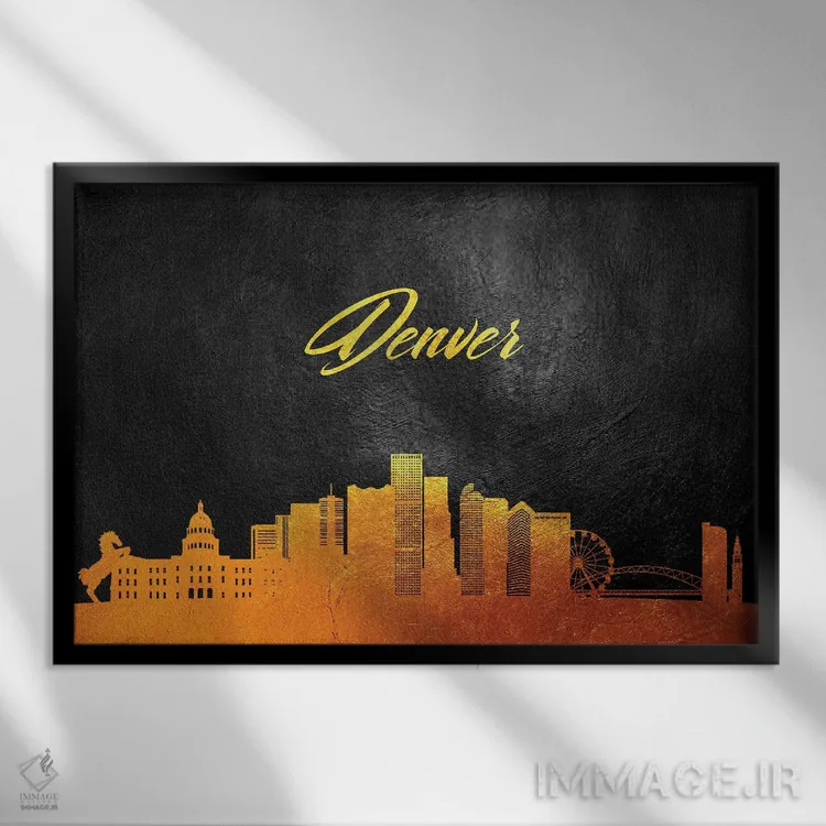 تابلو خط افق طلایی دنور، کلرادو اثر آدریان بالدُوینو - نمای قابدار مشکی