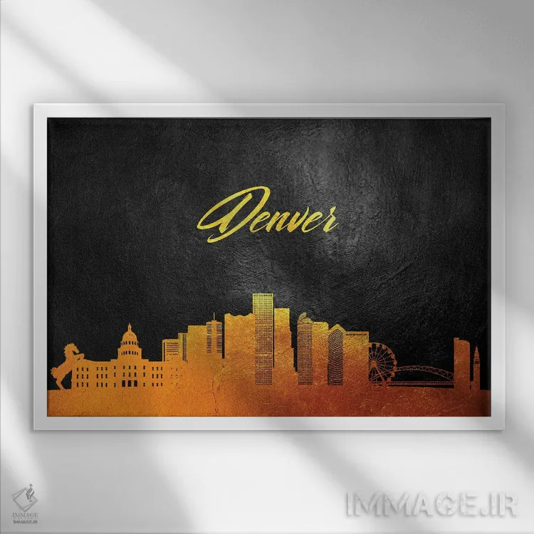 تابلو خط افق طلایی دنور، کلرادو اثر آدریان بالدُوینو - نمای قابدار سفید