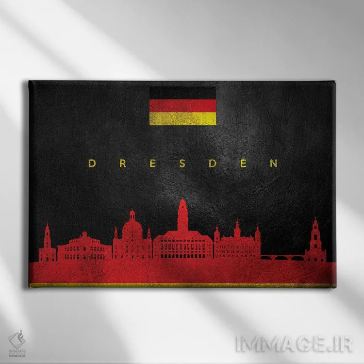 تابلو خط افق درسدن آلمان اثر آدریان بالدُوینو - نمای روبهرو روی دیوار