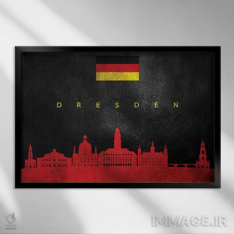 تابلو خط افق درسدن آلمان اثر آدریان بالدُوینو - نمای قابدار مشکی