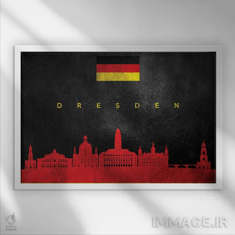 تابلو خط افق درسدن آلمان اثر آدریان بالدُوینو - نمای قابدار سفید