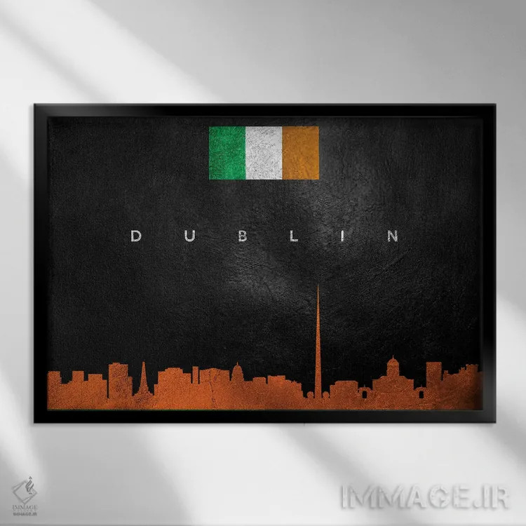 تابلو خط افق دوبلین ایرلند اثر آدریان بالدُوینو - نمای قابدار مشکی