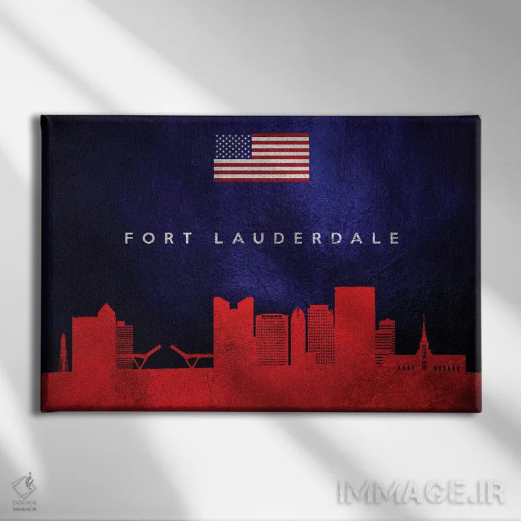 تابلو خط افق فورت لادردیل فلوریدا اثر آدریان بالدُوینو - نمای روبهرو روی دیوار