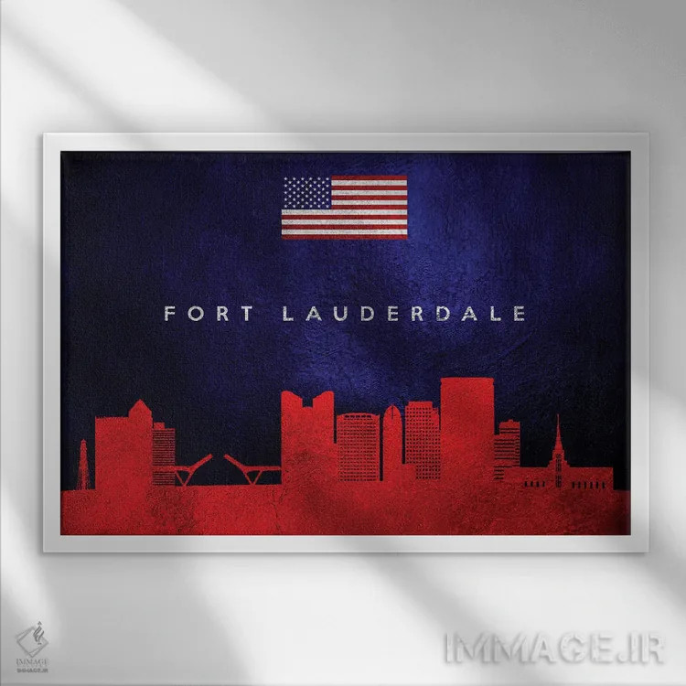 تابلو خط افق فورت لادردیل فلوریدا اثر آدریان بالدُوینو - نمای قابدار سفید