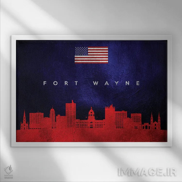 تابلو خط افق فورت وین ایندیانا اثر آدریان بالدُوینو - نمای قابدار سفید