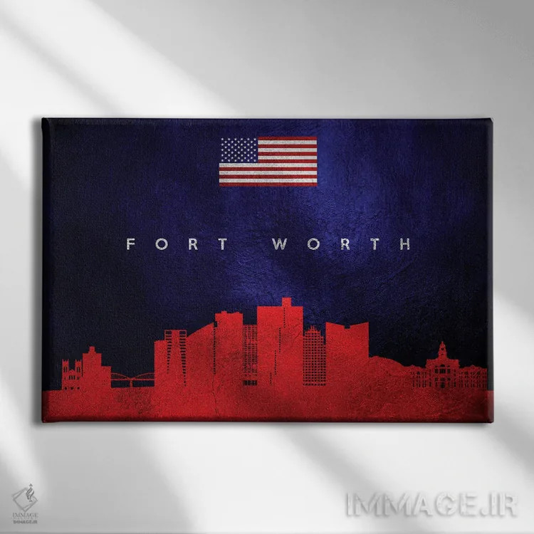 تابلو خط افق فورت ورث تگزاس اثر آدریان بالدُوینو - نمای روبهرو روی دیوار