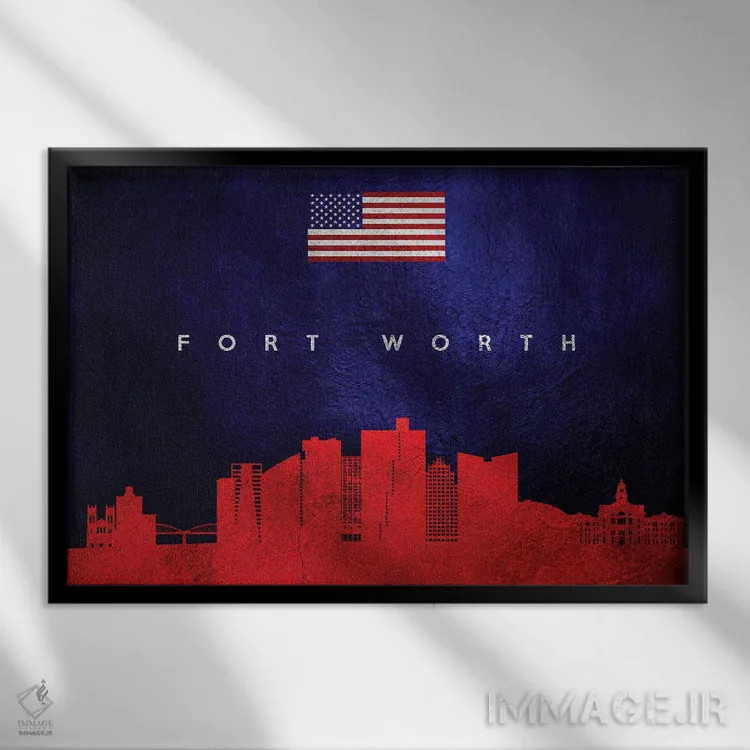 تابلو خط افق فورت ورث تگزاس اثر آدریان بالدُوینو - نمای قابدار مشکی