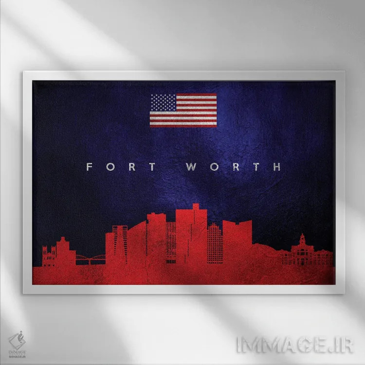 تابلو خط افق فورت ورث تگزاس اثر آدریان بالدُوینو - نمای قابدار سفید