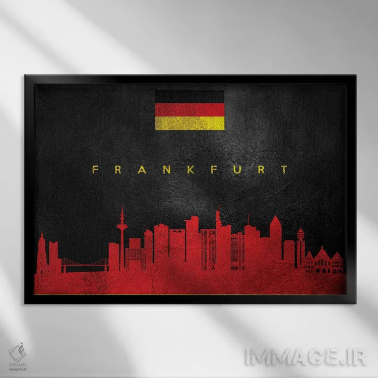 تابلو خط افق فرانکفورت آلمان اثر آدریان بالدُوینو - نمای قابدار مشکی