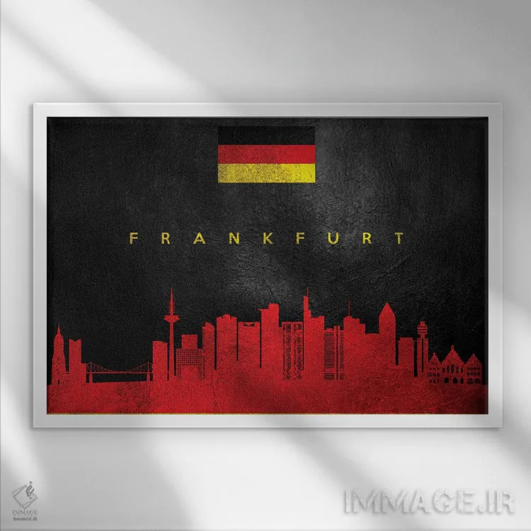 تابلو خط افق فرانکفورت آلمان اثر آدریان بالدُوینو - نمای قابدار سفید