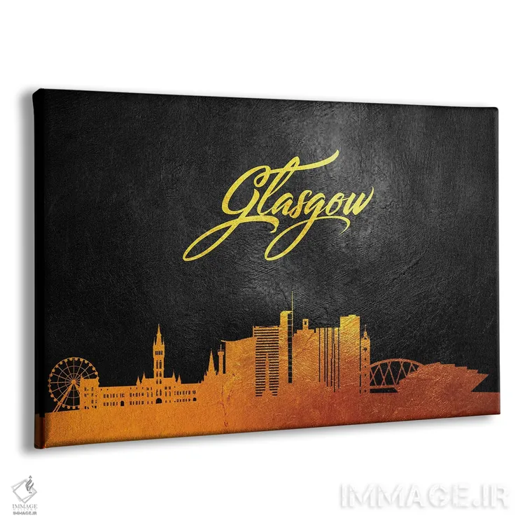تابلو خط افق طلایی گلاسگو اسکاتلند اثر آدریان بالدُوینو - نمای پرسپکتیو محصول