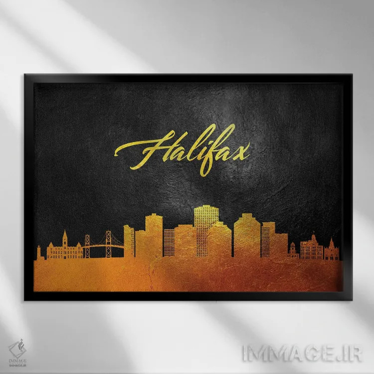 تابلو خط افق طلایی هلیفکس کانادا اثر آدریان بالدُوینو - نمای قابدار مشکی