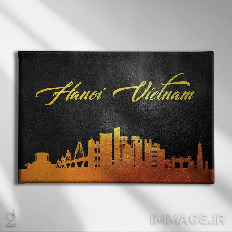 تابلو خط افق طلایی هانوی ویتنام اثر آدریان بالدُوینو - نمای روبهرو روی دیوار