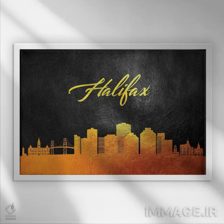 تابلو خط افق طلایی هلیفکس کانادا اثر آدریان بالدُوینو - نمای قابدار سفید