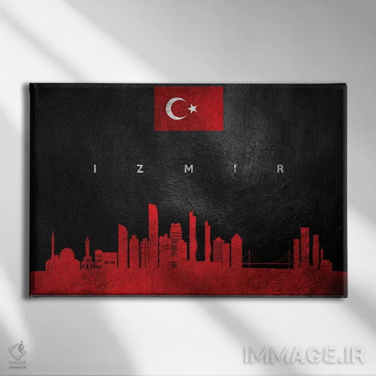 تابلو خط افق شهر ازمیر، ترکیه اثر آدریان بالدُوینو - نمای روبهرو روی دیوار