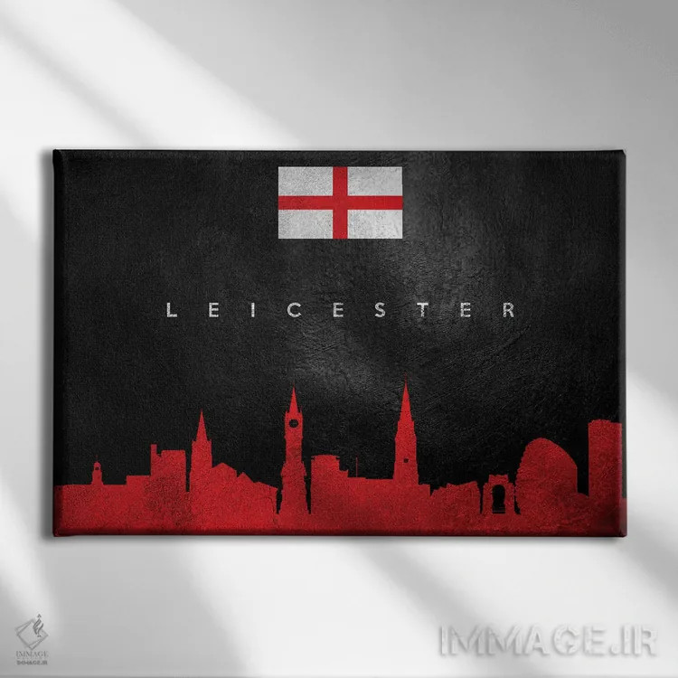 تابلو خط افق شهر لستر، انگلستان اثر آدریان بالدُوینو - نمای روبهرو روی دیوار