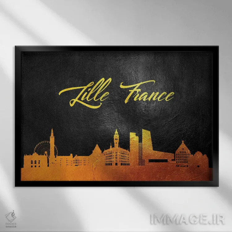 تابلو خط افق طلایی لیل، فرانسه اثر آدریان بالدُوینو - نمای قابدار مشکی