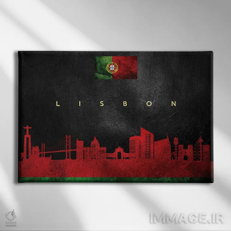 تابلو خط افق شهر لیسبون، پرتغال اثر آدریان بالدُوینو - نمای روبهرو روی دیوار