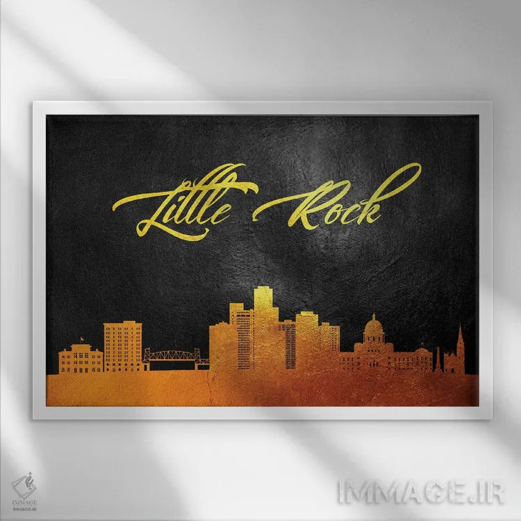 تابلو خط افق طلایی لیتل راک، آرکانزاس اثر آدریان بالدُوینو - نمای قابدار سفید
