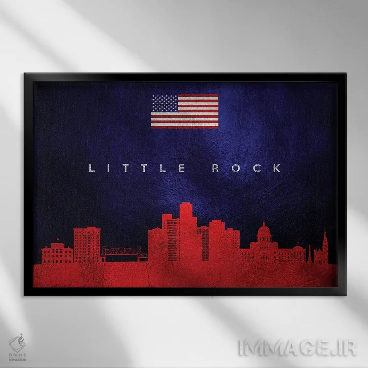 تابلو خط افق شهر لیتل راک، آرکانزاس اثر آدریان بالدُوینو - نمای قابدار مشکی