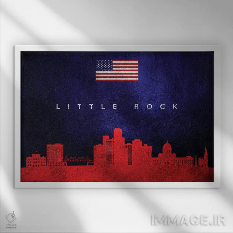 تابلو خط افق شهر لیتل راک، آرکانزاس اثر آدریان بالدُوینو - نمای قابدار سفید
