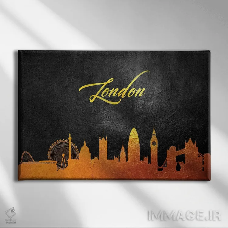 تابلو خط افق طلایی لندن، انگلستان اثر آدریان بالدُوینو - نمای روبهرو روی دیوار