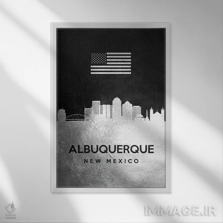 تابلو خط افق نقرهای آلبوکرکی نیومکزیکو اثر آدریان بالدُوینو - نمای قابدار سفید