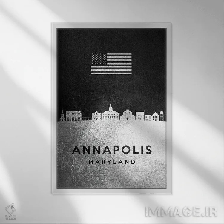 تابلو خط افق نقرهای آناپولیس مریلند اثر آدریان بالدُوینو - نمای قابدار سفید