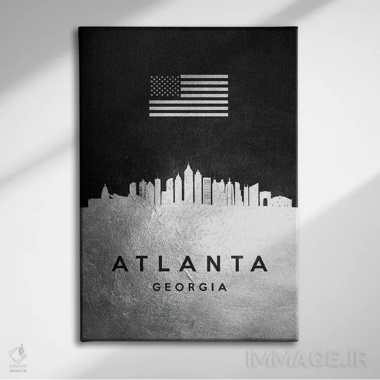 تابلو خط افق نقرهای آتلانتا جورجیا اثر آدریان بالدُوینو - نمای روبهرو روی دیوار