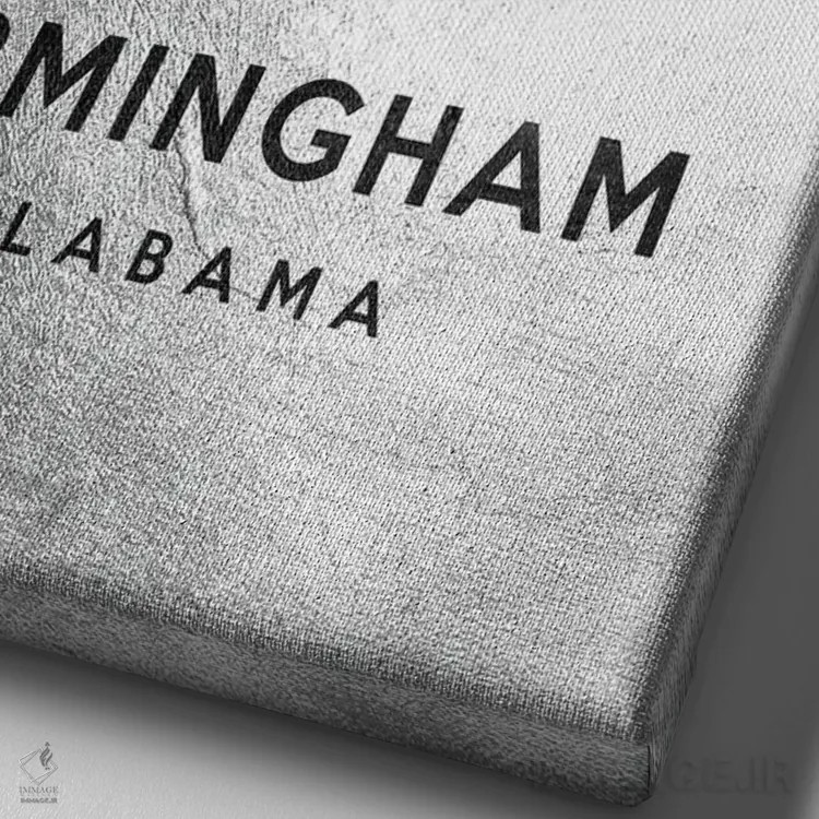 تابلو خط افق نقرهای بیرمنگام آلاباما اثر آدریان بالدُوینو - نمای نزدیک بافت بوم