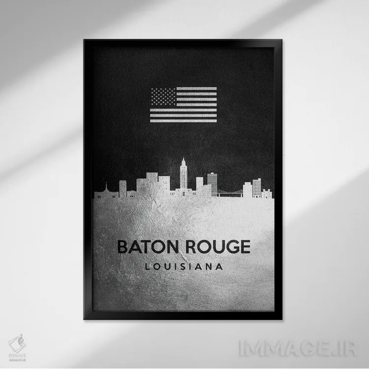 تابلو خط افق نقرهای باتونروژ لوئیزیانا اثر آدریان بالدُوینو - نمای قابدار مشکی