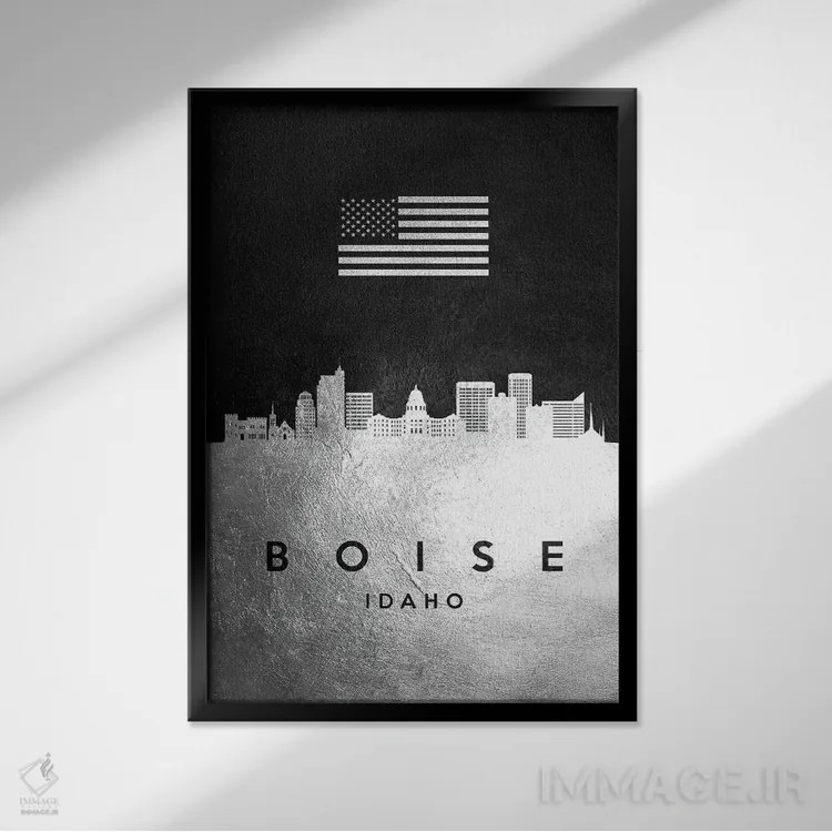 تابلو خط افق نقرهای بویزی آیداهو اثر آدریان بالدُوینو - نمای قابدار مشکی