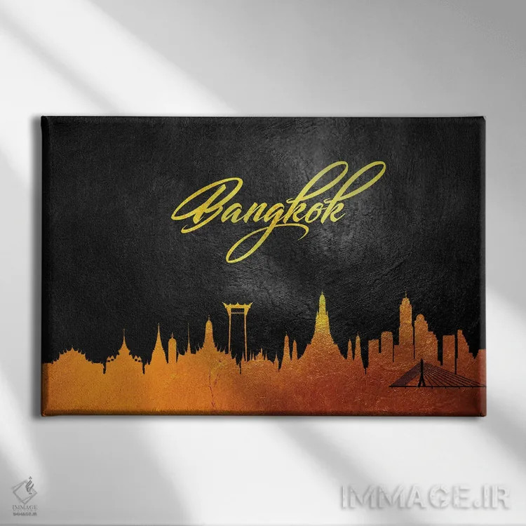 تابلو خط افق طلایی بانکوک تایلند اثر آدریان بالدُوینو - نمای روبهرو روی دیوار
