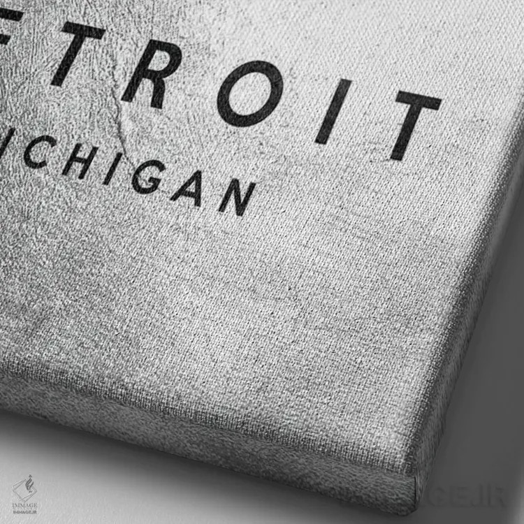 تابلو خط افق نقرهای دیترویت میشیگان اثر آدریان بالدُوینو - نمای نزدیک بافت بوم