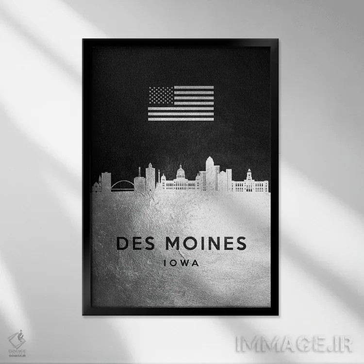 تابلو خط افق نقرهای دموین آیووا اثر آدریان بالدُوینو - نمای قابدار مشکی