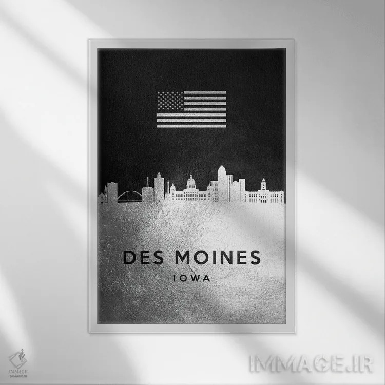 تابلو خط افق نقرهای دموین آیووا اثر آدریان بالدُوینو - نمای قابدار سفید