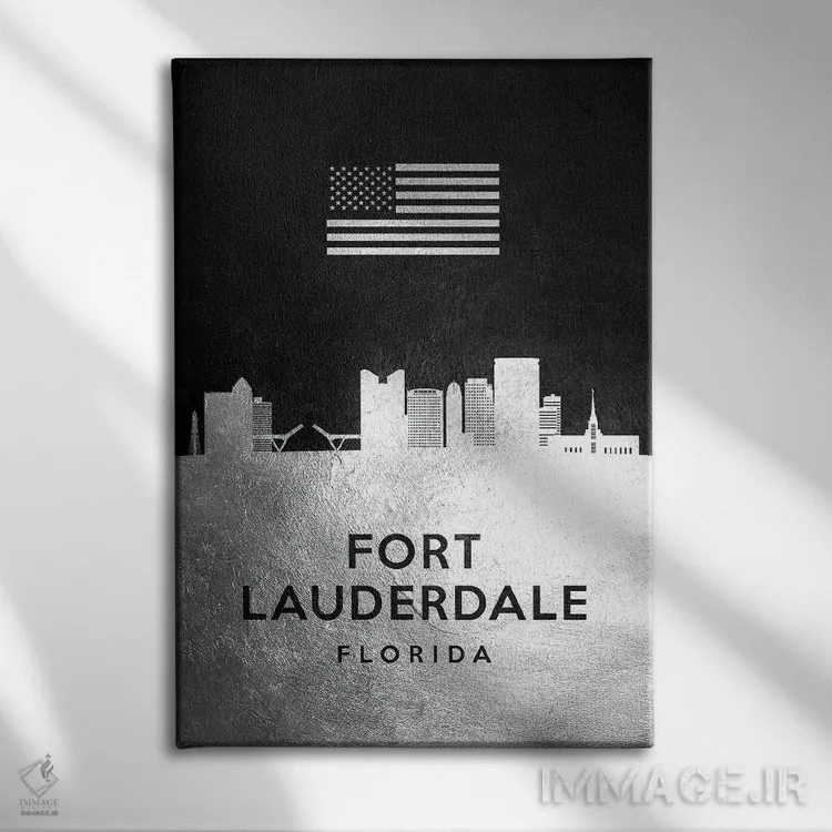 تابلو خط افق نقرهای فورت لادردیل فلوریدا اثر آدریان بالدُوینو - نمای روبهرو روی دیوار