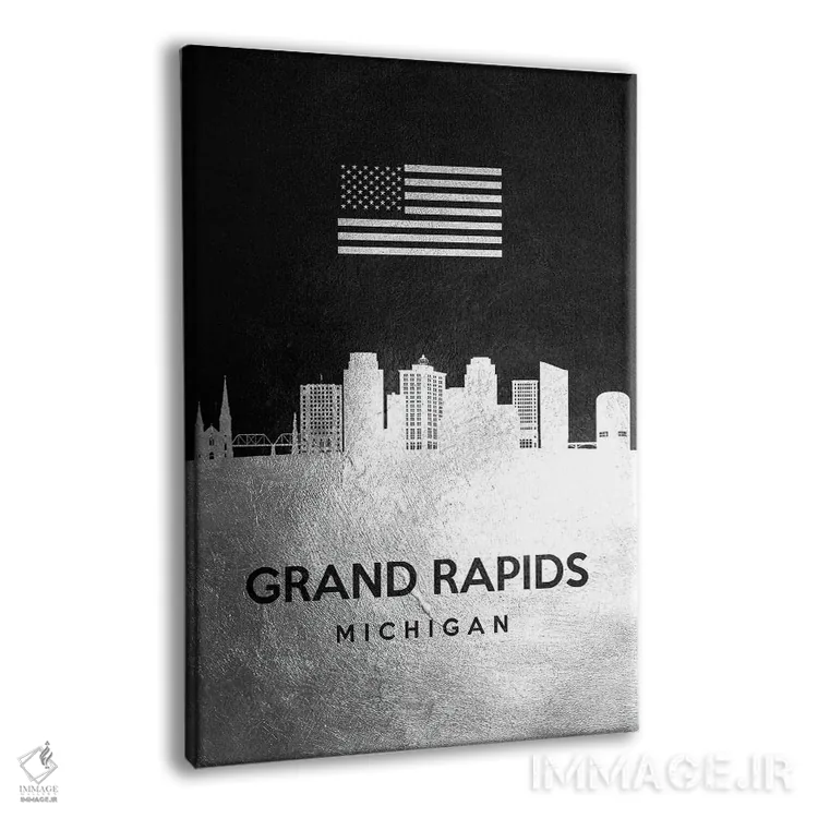 تابلو خط افق نقرهای گرند رپیدز میشیگان اثر آدریان بالدُوینو - نمای پرسپکتیو محصول