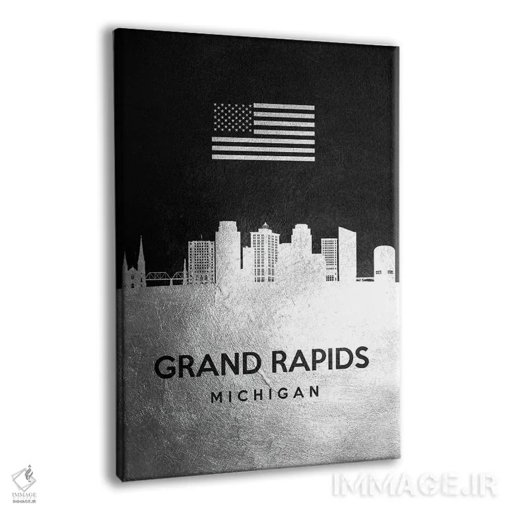 تابلو خط افق نقرهای گرند رپیدز میشیگان اثر آدریان بالدُوینو - نمای پرسپکتیو محصول