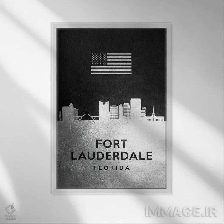 تابلو خط افق نقرهای فورت لادردیل فلوریدا اثر آدریان بالدُوینو - نمای قابدار سفید