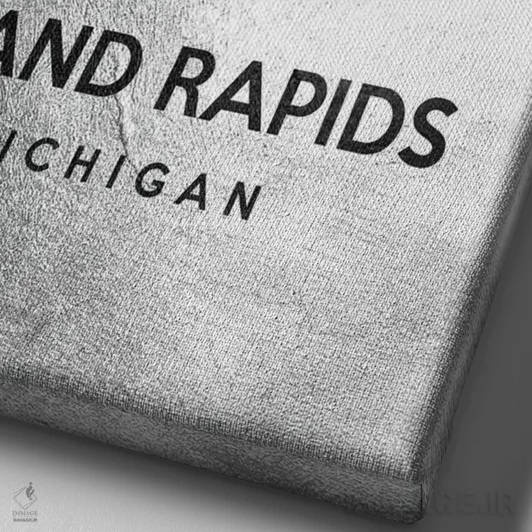 تابلو خط افق نقرهای گرند رپیدز میشیگان اثر آدریان بالدُوینو - نمای نزدیک بافت بوم